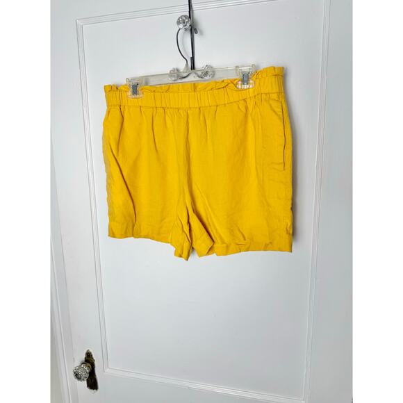 Banana Republic Yellow Gold Linen Blend Paperbag Pull-On Baggy Shorts Large - Picture 1 of 7